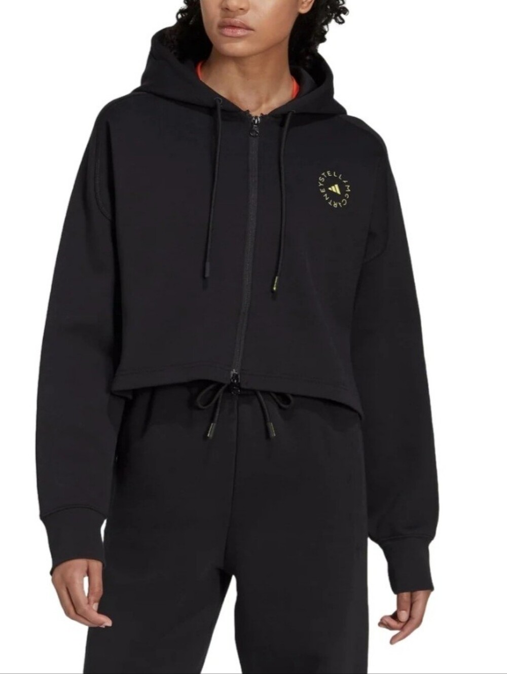 Stella McCartney Adidas Black Cropped Zip Hoodie - L